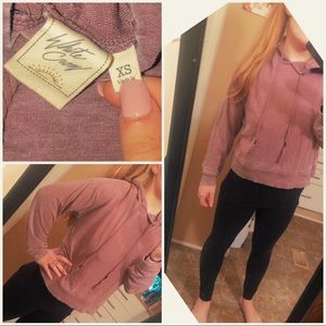 (White Crow)  Lavender Crop Wrap Hoodie